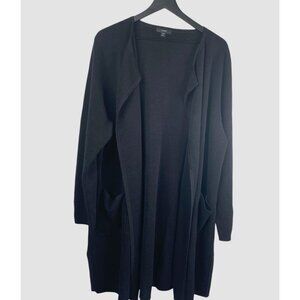 J Crew Juliette Collarless Sweater Blazer Women's Black Sz XXL Linen Blend Long